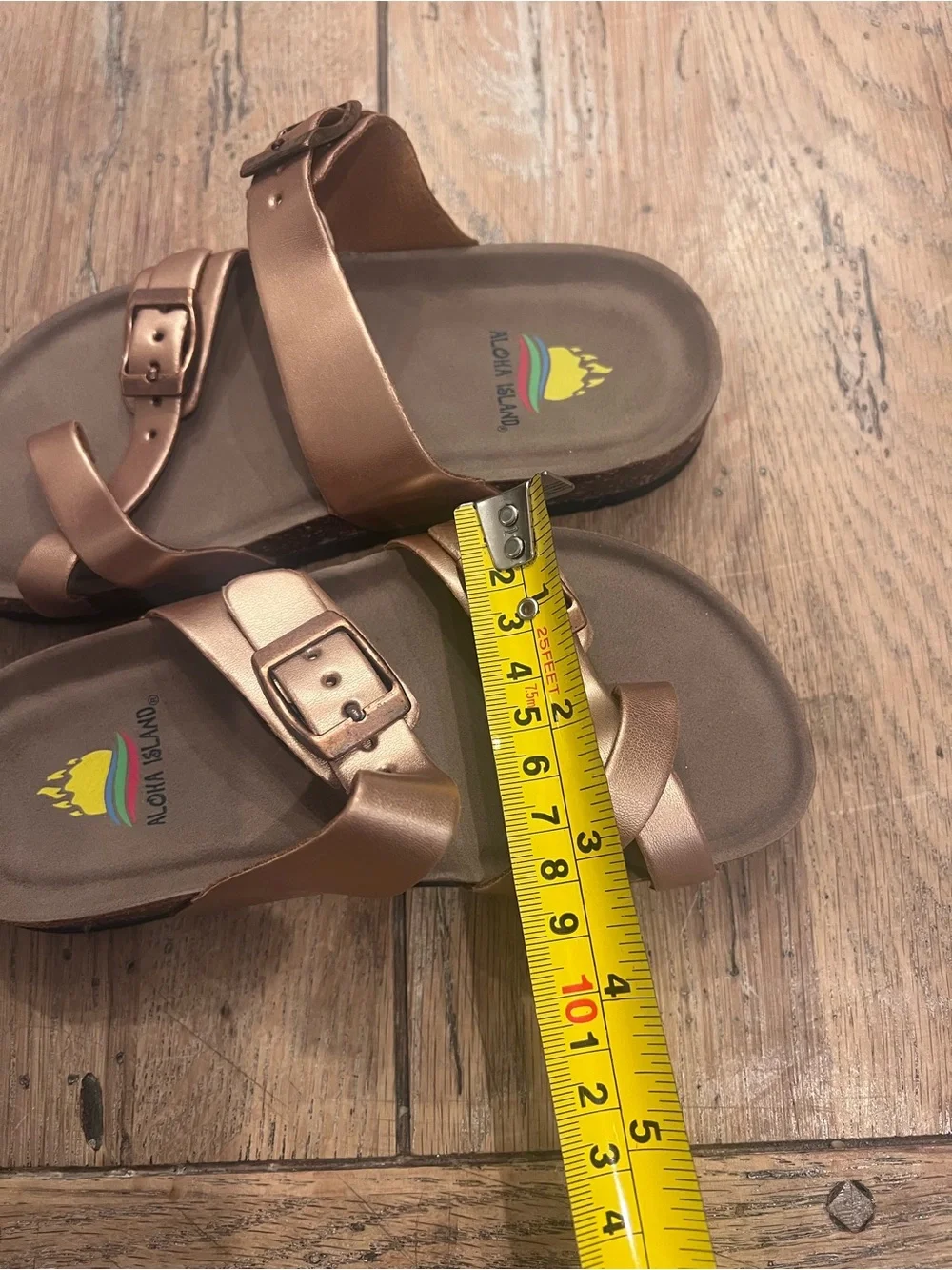 Aloha Island Children’s Strappy Buckle Sandals Rose Gold Adjustable US 4/5
